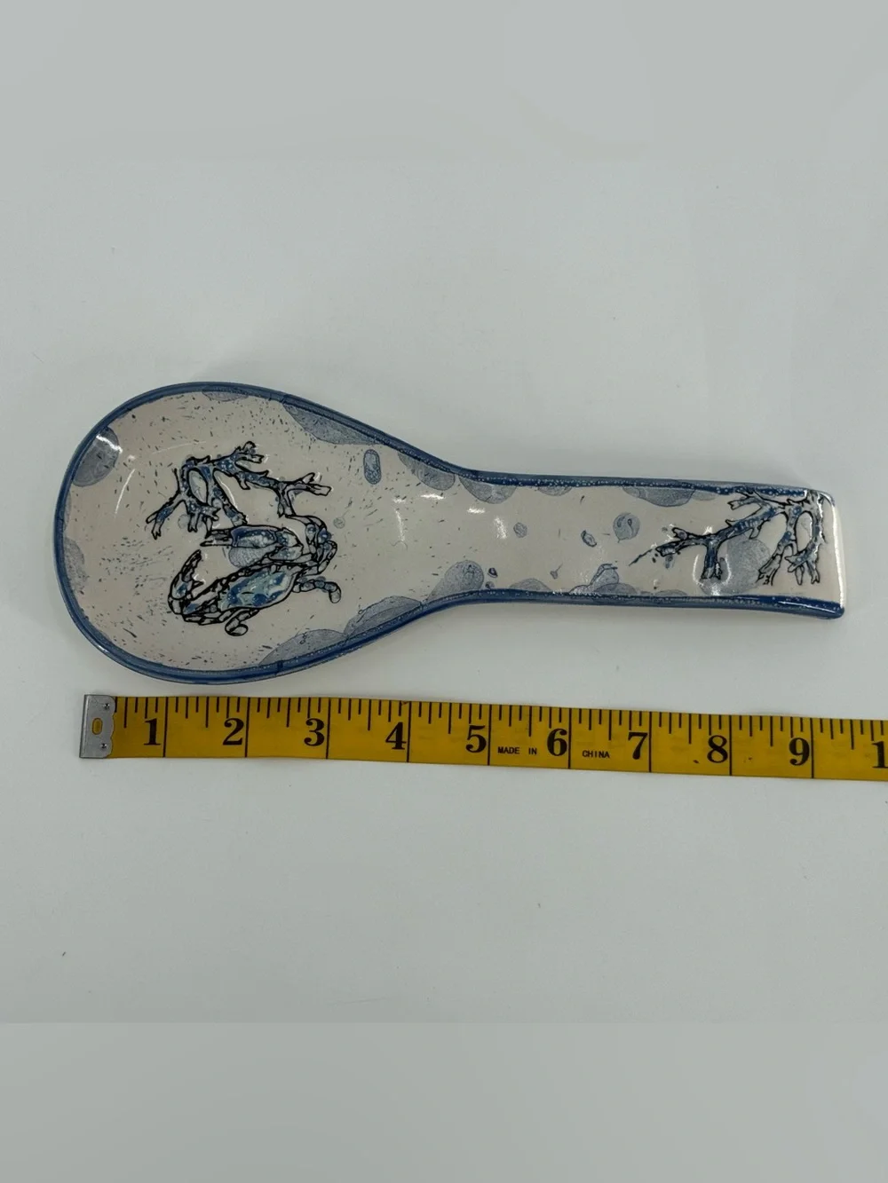 Pottery Stoneware Spoon Rest Blue Crab $ Coral